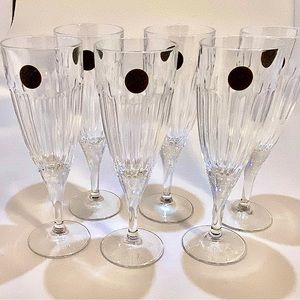 Rare 6 NIB RCR Royal Crystal Rock Vivace Fluted Champagne Glasses